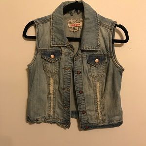 Distressed Denim Vest